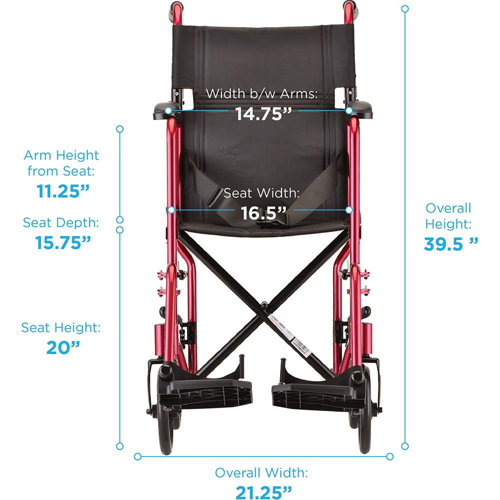 Aluminum Transport Chair MEASUREMENTS